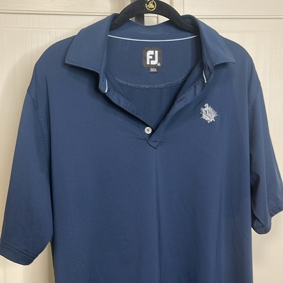 FJ Mens Solid Lisle Performance Golf Shirt Navy Polo Short Sleeve Size Medium - Picture 2 of 9